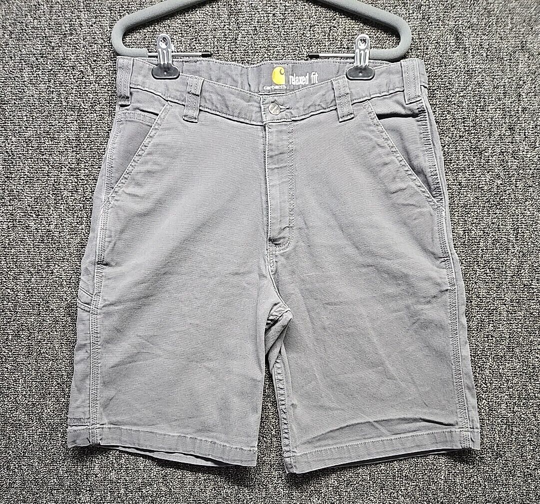 Carhartt Mens Rugged Flex Relaxed Fit Canvas Work Shorts Mens 33 Gray BS2514-M