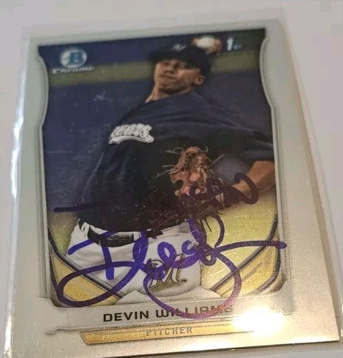 2014 Bowman Chrome Devin Williams Signed Auto Brewers Yankees RC Personalized