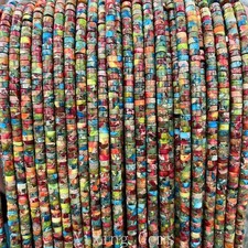 2x4mm Colourful Natural Sediment Jasper Heishi Spacer Beads for Jewelry Making