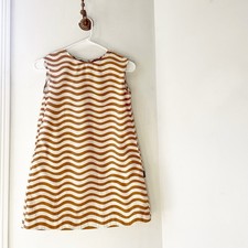 Marimekko X Uniqlo Tan / White Sleeveless Wave Dress | 7/8