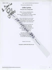 Autographed 8x10 Paper Song Lyrics by Lobo Roland Kent LaVois singer-songwriter