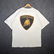 Vintage Lamborghini Shirt Mens XL White 90s Sports Car Racing Rare Logo Brand