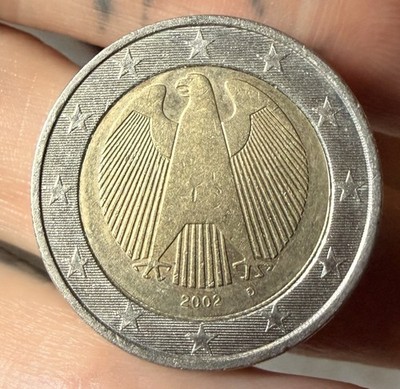 Germany 2 Euro 2002 D Mint Mark Bi-Metallic Coin Circulated Uncertified