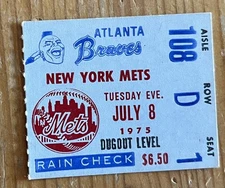 7/8/75 METS/BRAVES TICKET STUB-KINGMAN HR #92/KOOSMAN WIN/ONLY 4,942 FANS @ GAME