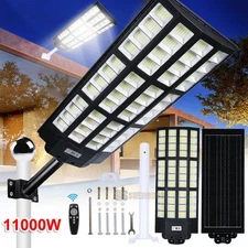 11000W Commercial Solar Street Light Dusk to Dawn Lamp For Parking Lot Road Yard