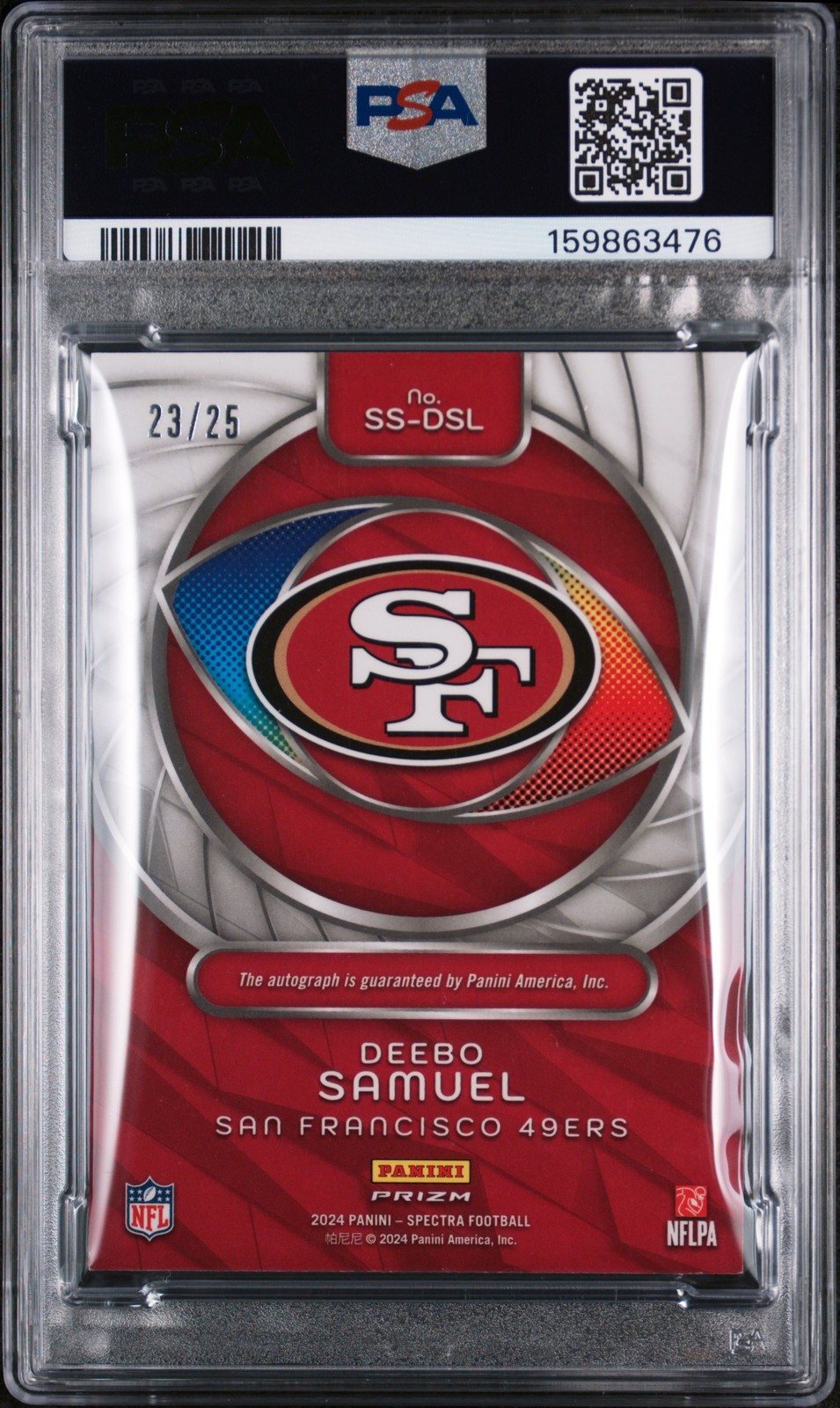 2025 NATIONAL TREASURES UPDATE #DSL DEEBO SAMUEL 23/25 PSA 8 AUTO view 2