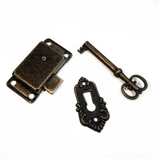 Retro Alloy Cabinet Door Lock Set with Key Drawer Wardrobe Lock Bronze Tone