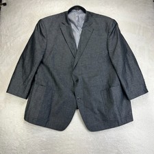 Oak Hill Linen Blend Blazer Jacket Mens 3XL 54/56R Gray Two Button Notch Lapel