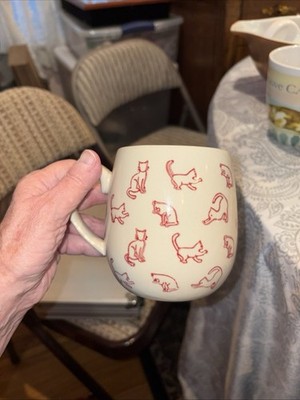 Crazy Cat Lady WORLD MARKET White Red Large 20 oz. Ceramic Coffee Mug 4.5 H