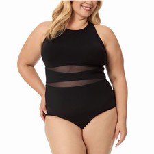 Lands' End Women's One-Piece Swimsuit UPF 50 Removable Cups Adjustable Straps