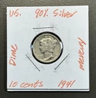 1941 - 10C Mercury Dime / 90% Silver Coin.
