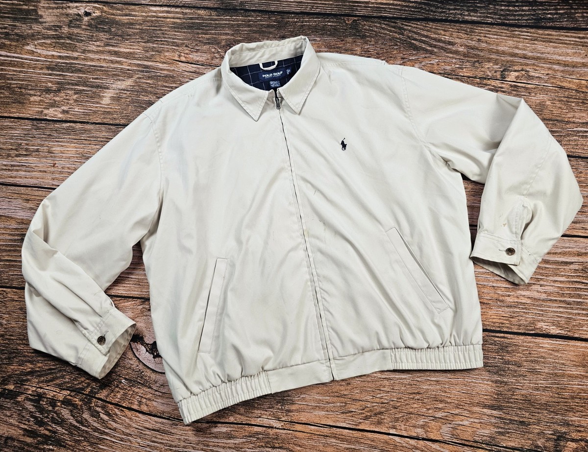 POLO GOLF RALPH LAUREN ストライプジャケット L VTG POLO GOLF Ralph Lauren Bomber Jacket Men's XL Ivory Full Zip