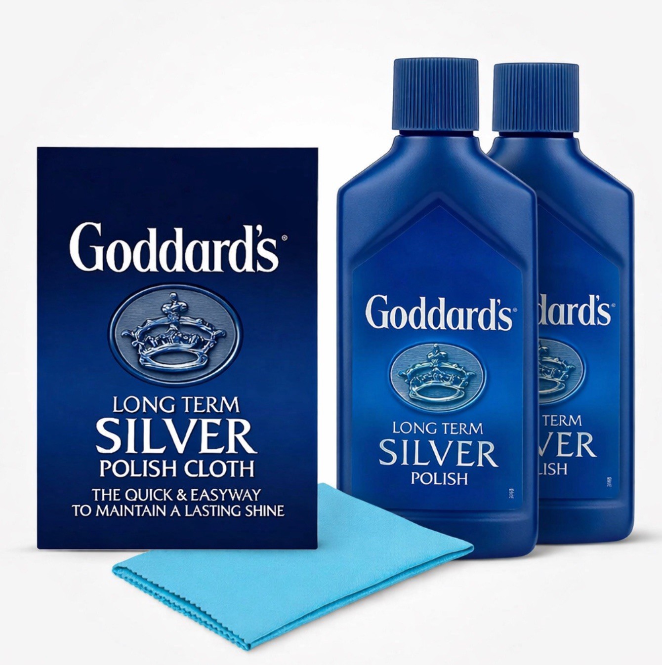 Goddards Silver Polish 2 X 125ml + Silver Polish Cloth Tarnish Remover Cleaner