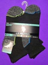 US Polo Assn Cushion Comfort Quarter Crew Socks shoe 6-12 NWT