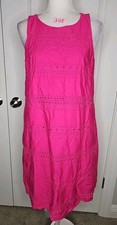TOMMY HILFIGER Pink Eyelet Shift Sundress Size XS Sleeveless Lined Pocket