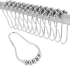 Shower Curtain Hooks Rings for Bathroom - 12 Pcs Stainless Steel Silver