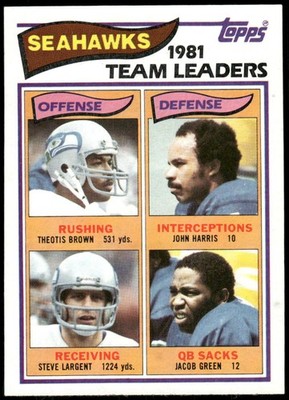 1982 Topps #243 Theotis Brown|John Harris|Steve Largent|Jacob Green HOF [NM]