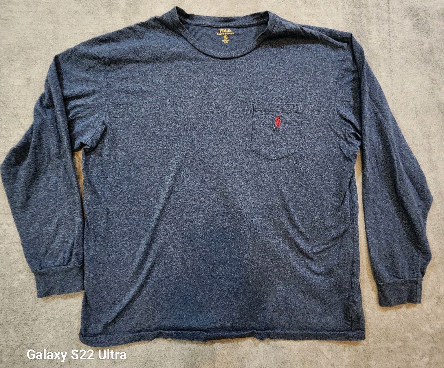 Polo Ralph Lauren T Shirt Uomo XL Manica Lunga Blu Grigio 100% Cotone Little Pony