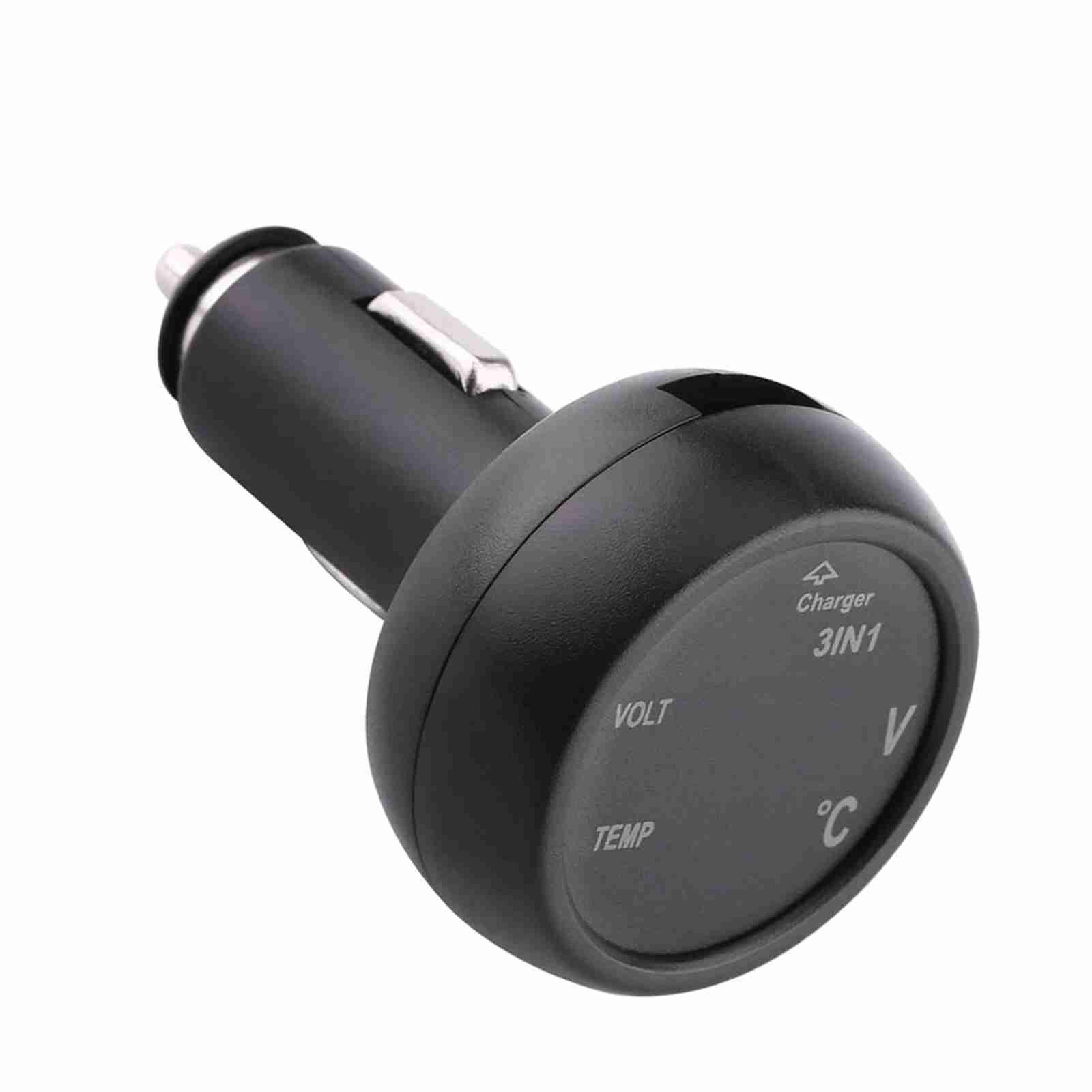 Auto Dual LED Digital Display Voltmeter Thermometer Cigarette Lighter USB