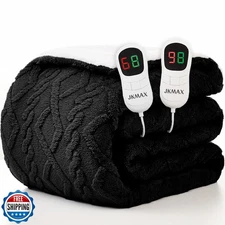 JKMAX Heated Electric Blanket King Size-100"x90" Heating Blanket with 10 Heat