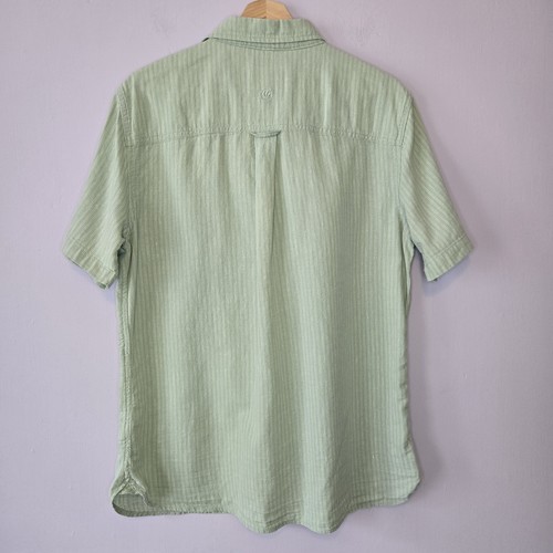 Fat Face Shirt Linen Cotton Blend Mens Green Striped Short Sleeved Large - Picture 3 of 8