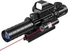 MidTen 3-9x32 Scope Combo w/ Dual Illuminated Optics,Red/Green Dot & Laser Sight
