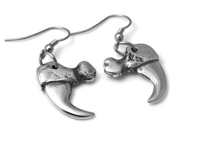 Handmade Siberian Tiger Claw Earrings, Animal Jewelry Stainless Steel Hooks