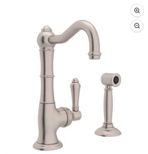 Rohl Cinquanta Country Kitchen Faucet with Side Spray and 11" Spout Reach Satin