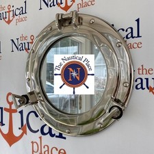 12" Porthole Mirror Chrome Finish Nautical Wall Decor Working Port Hole Gift