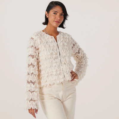 Yas Camea Rüschendetail Jacke Bluse Top neu mit Etikett Größe 8