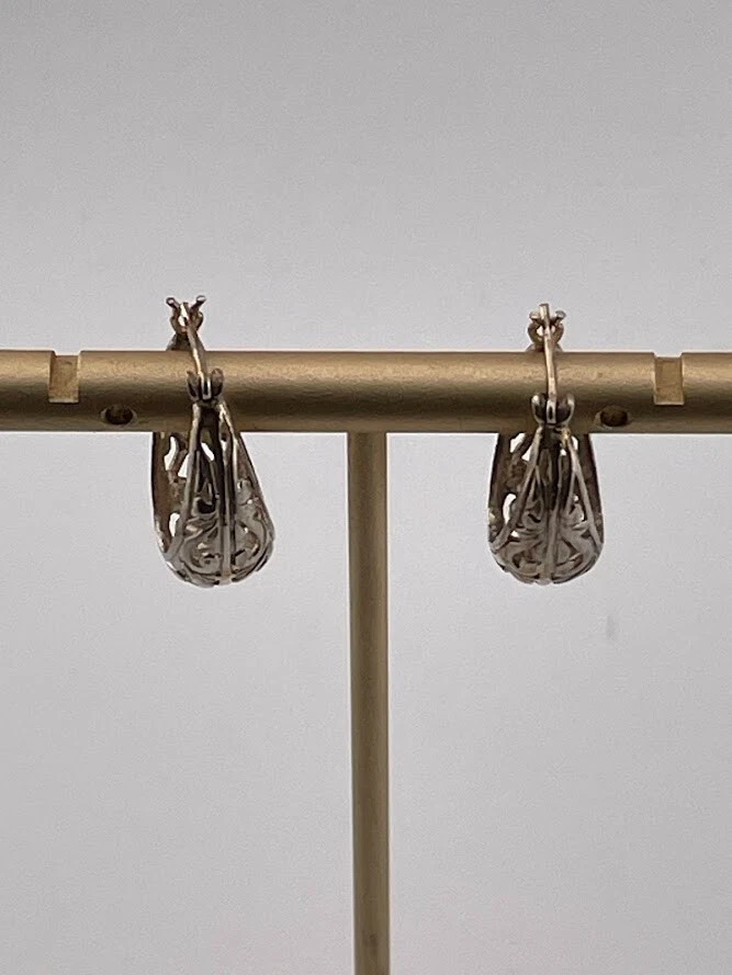 PENDIENTES ARO FILIGRANA OVALADOS PLATA ESTERLINA 925 JEZLAINE TAILANDIA 3/4" 4189 Foto 3 de 4