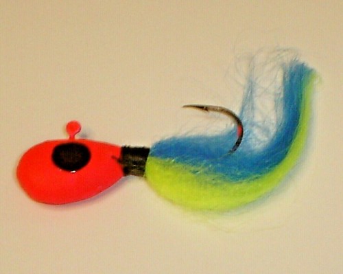 10 Pack Custom Made Blue / Chartreuse / Pink Walleye Hair River Jigs 5/8 oz. USA - Picture 5 of 5