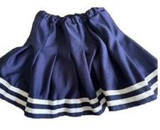 Vintage Cheerleading Varsity Cheer Girls Sz S Navy White Trim Hem Pleated Skirt