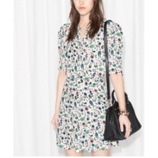 & Other Stories Paisley Print Mini Shirt Dress Short Sleeve Casual Size 10