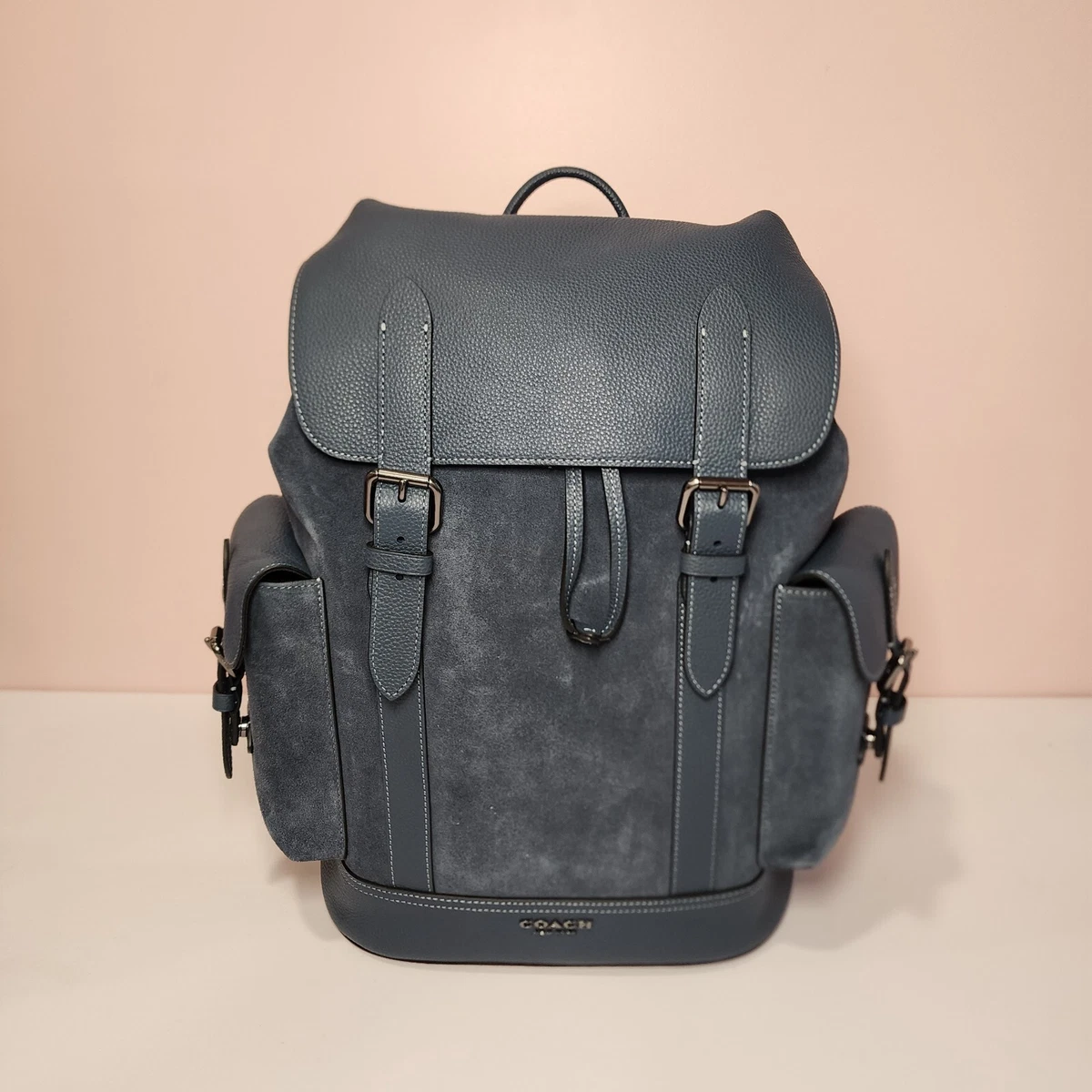 NWT Coach CL955 Men s Hudson Backpack Gunmetal Denim Suede eBay