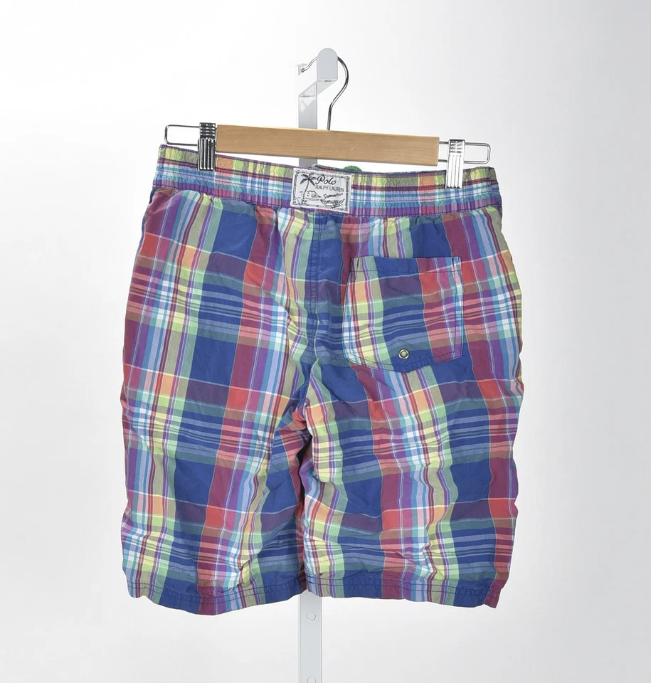 Polo Ralph Lauren Niños Traje de Baño a Cuadros/Pantalones Cortos Forro de Malla Bolsillo Talla 14/16 Foto 2 de 3