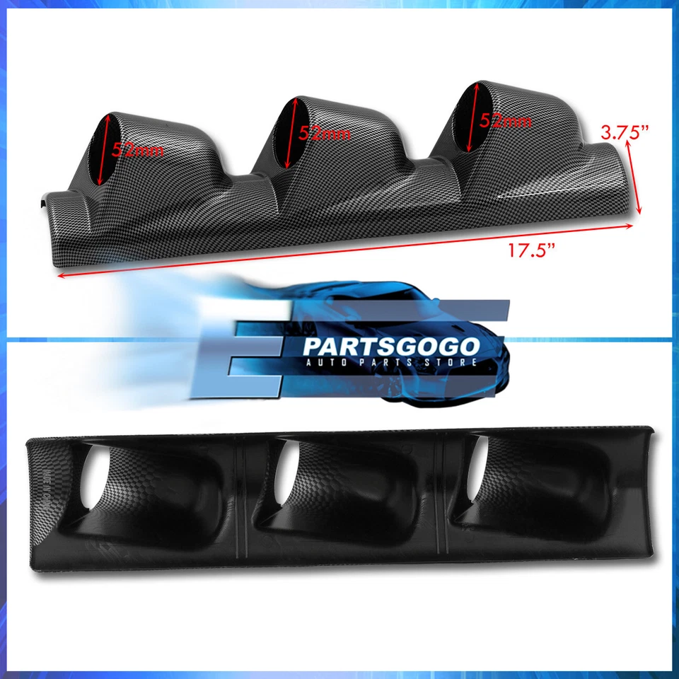 2" 52mm Carbon Triple Hole Racing Auto Car A-Pillar Gauge Meter Pod Holder Mount - Image 2 of 3