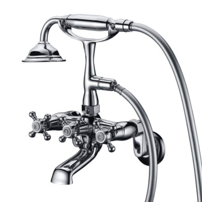 Sumerain Wall Mount Claw Foot Tub Faucet with Hand Shower Chrome A206-S2127CI