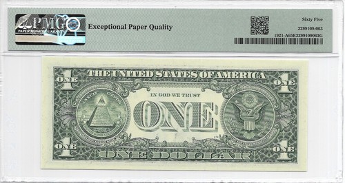 1995 $1 BOSTON FRN. PMG GEM Uncirculated 65 EPQ Banknote. A/J Block. DC Print - Picture 2 of 2