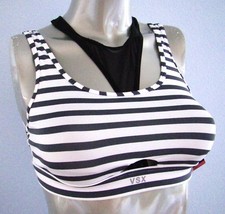 VSX Victoria's Secret Gray Stripe High Neck Mesh Layered Sport Sports Bra