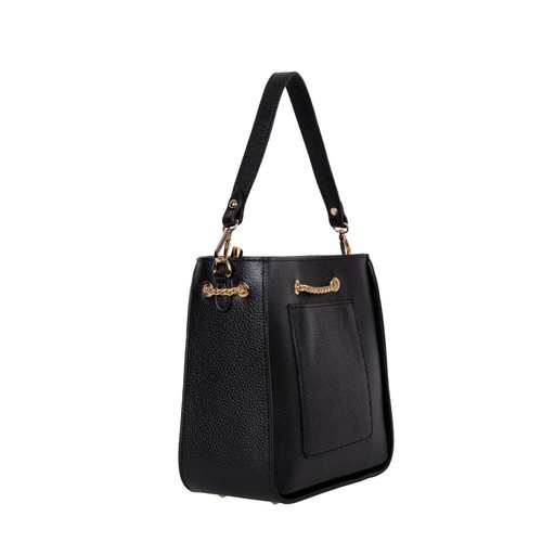 Schultertasche Leder Schwarz Verziert Gold Schmetterling Handbag Leather - Picture 2 of 5