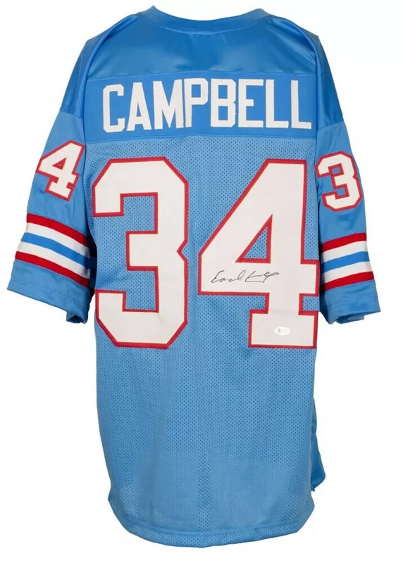 Earl Campbell Signed Houston Oilers Jersey / 5×Pro Bowl R.B. (Beckett) HOF / MVP
