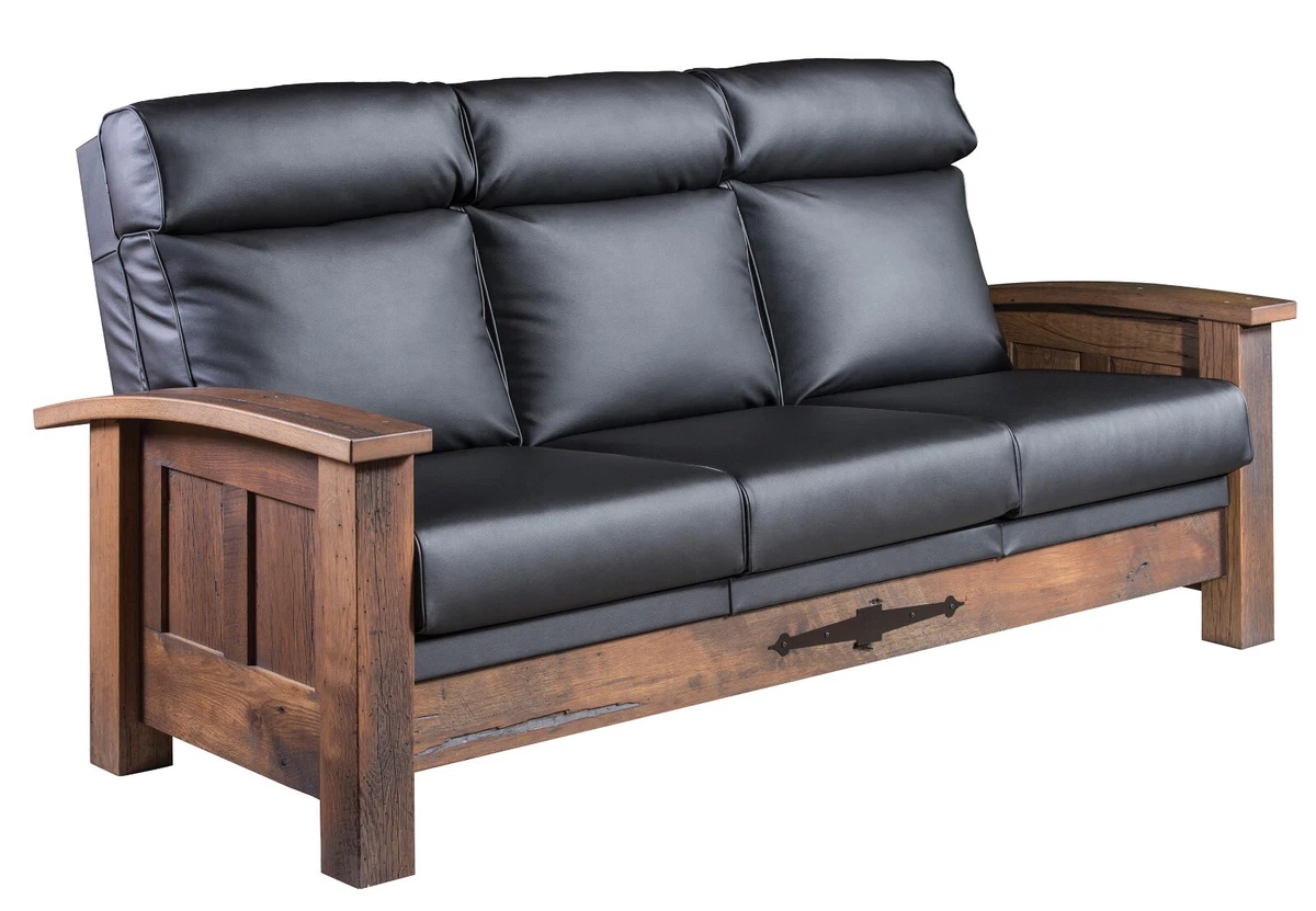 Amish Rustic Shaker Sofa Couch Cabin Upholstered Solid Reclaimed