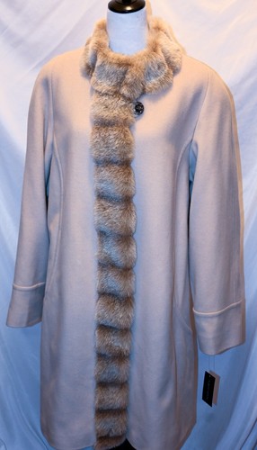 NEW with Tags Designer Albert Nipon Beige Wool Faux Mink Coat Size XL $275 - Picture 8 of 8