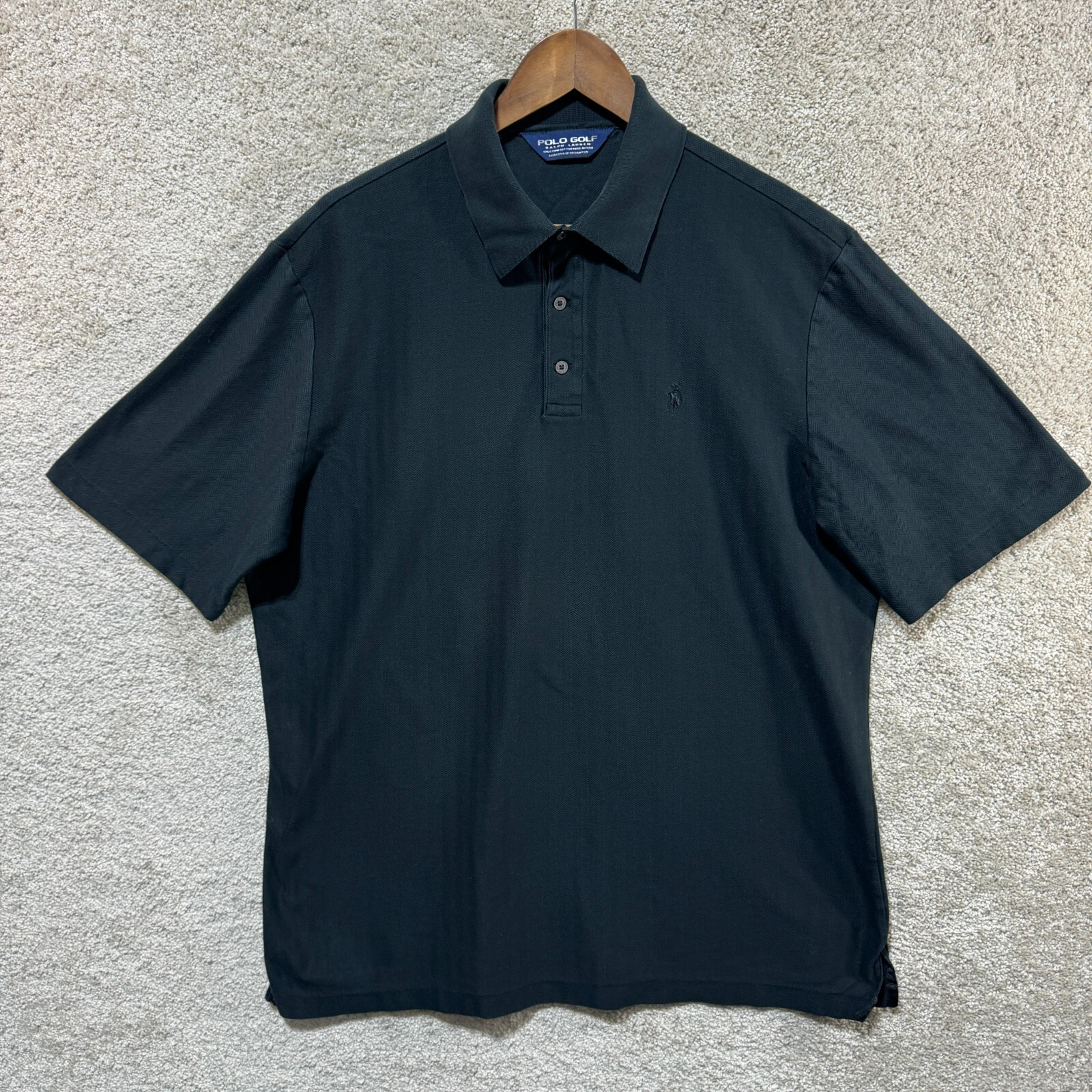Ralph Lauren Polo Golf Camicia Uomo Grande Blu Pima Cotone Manica Corta Pony Logo