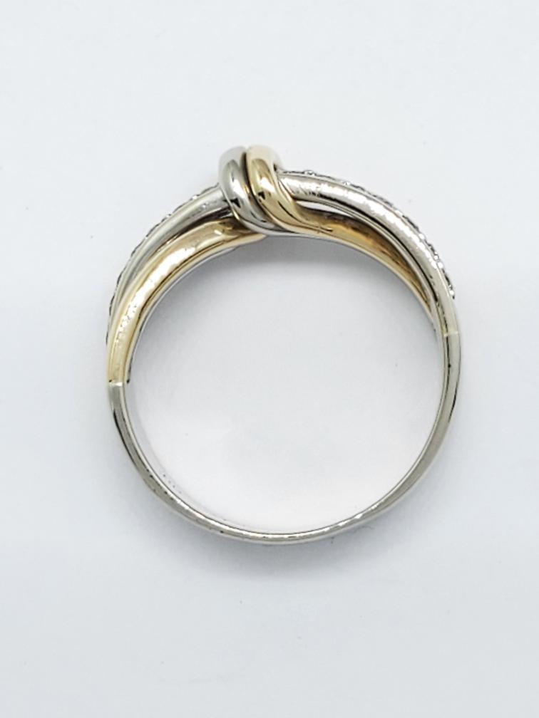 14K Solid Two Tone Gold Diamond Crossover Fashion… - image 4