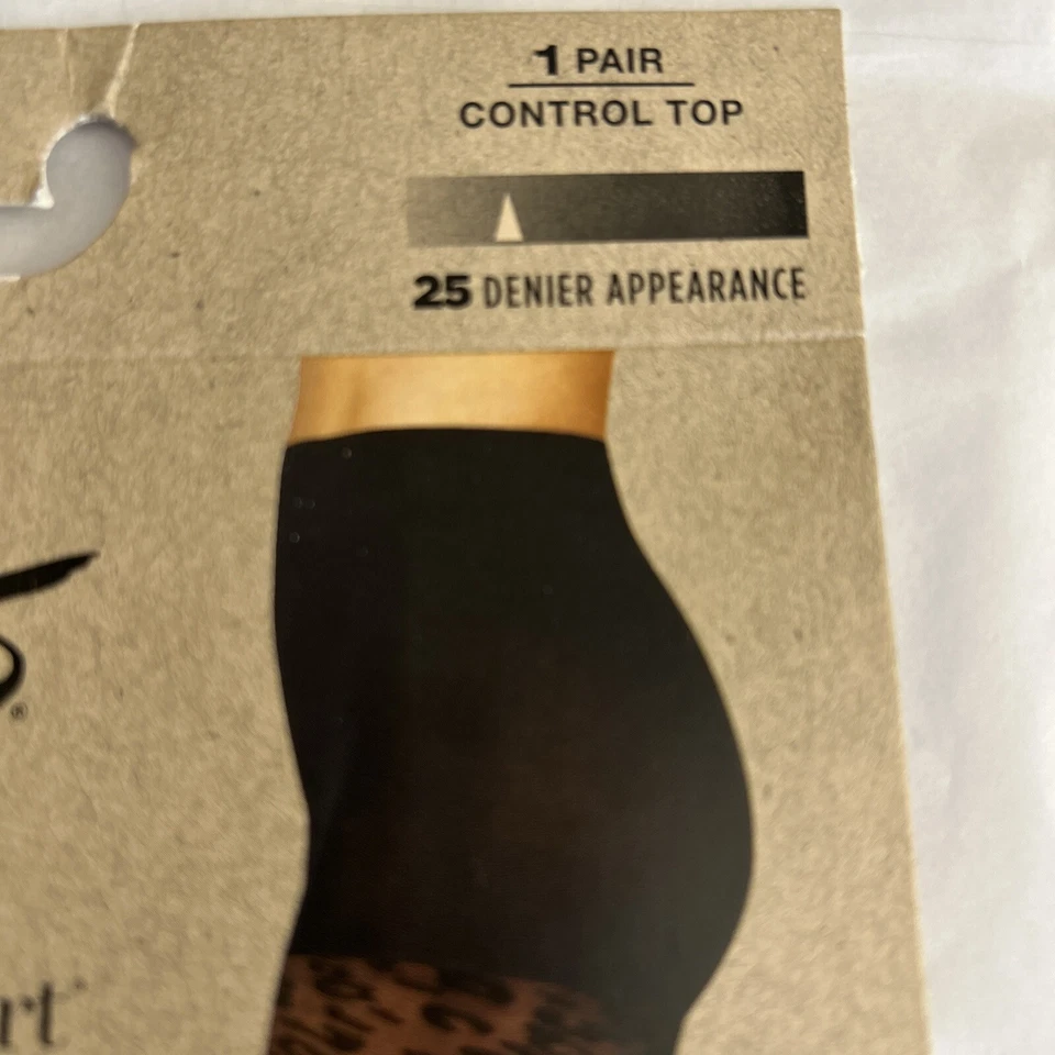 NEW!Hanes Eco Smart Tights~Size Large ~Black~25 Denier Appearance~ Animal Print - Image 2 of 4