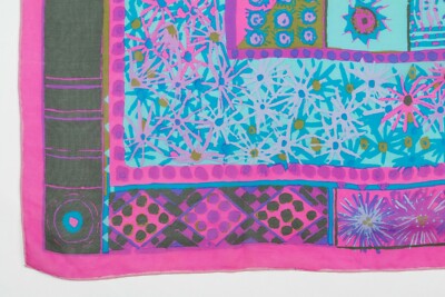 Foulard Vintage En Soie Ken Scott - Imprimé Animal Multicolore - État Très Bon