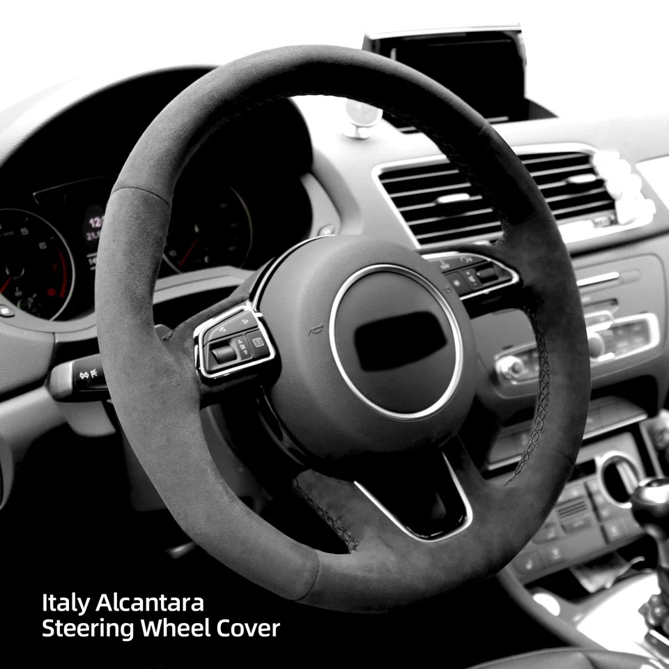 Cubierta de volante Alcantara cosida a mano para Audi Q3 Q5 Q7 SQ5 2011-2018 Foto 2 de 4