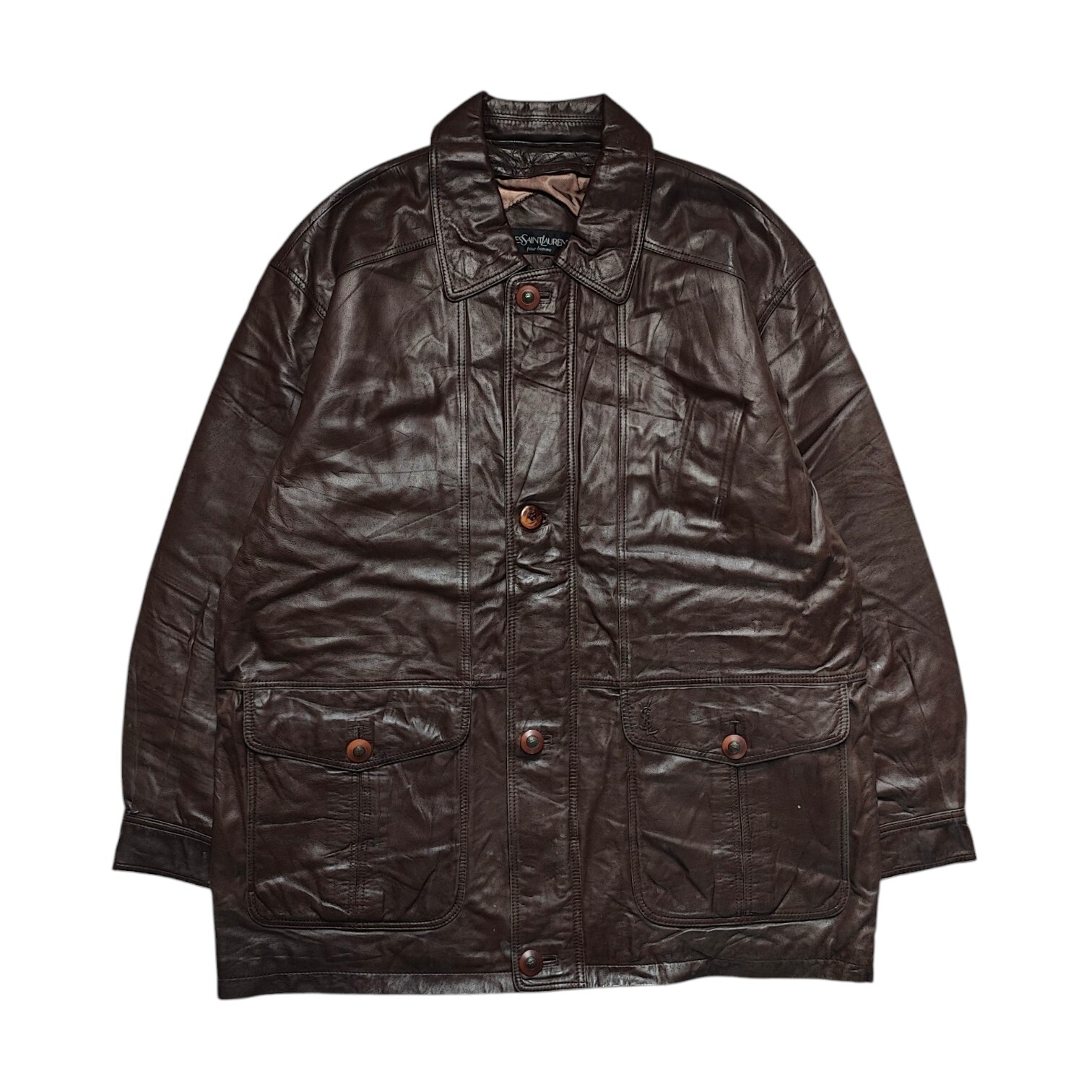 Giacca di pelle vintage Yves Saint Laurent